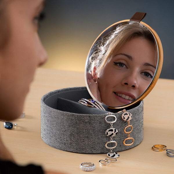 Joyero Organizador de Bambú con Espejo Mibox InnovaGoods